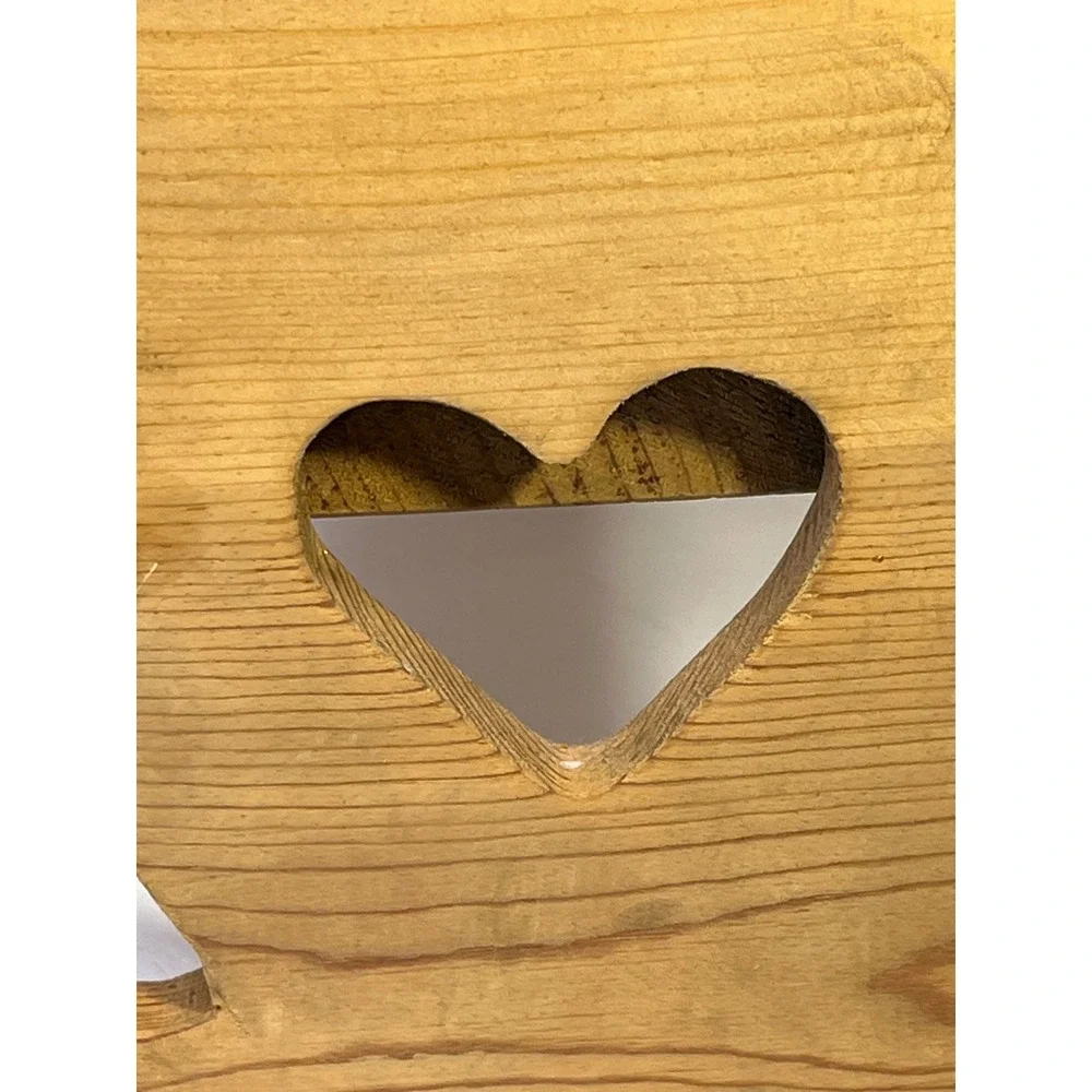 Vintage Wooden Cottagecore Rocking Bench Heart Cutouts Pine  Natural Finish